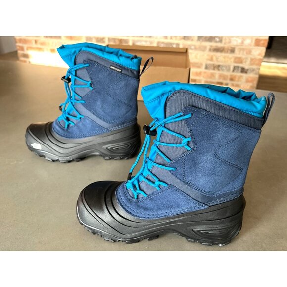 The North Face Youth Alpenglow V Waterproof Snow Winter Boots Blue Size 4